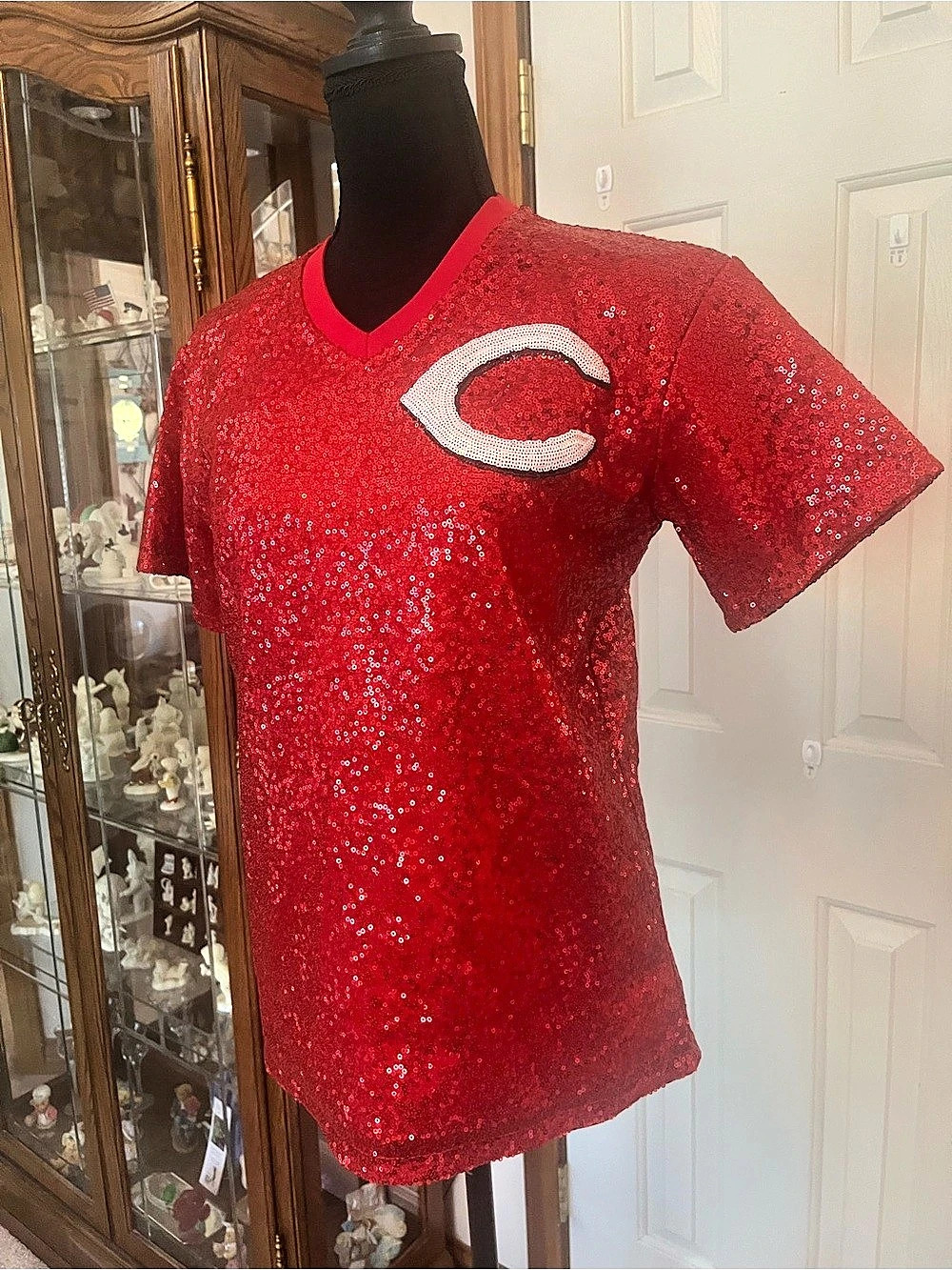 MLB Cincinnati Reds De La Cruz #4044 Sequin Jersey in Red & White Size Medium NW